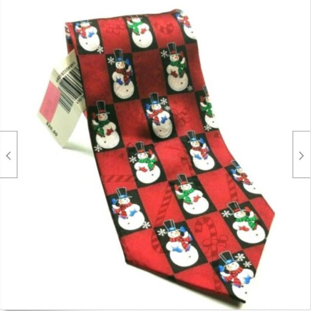 Hallmark Christmas Snowman Snowflake Red Tie NWT
